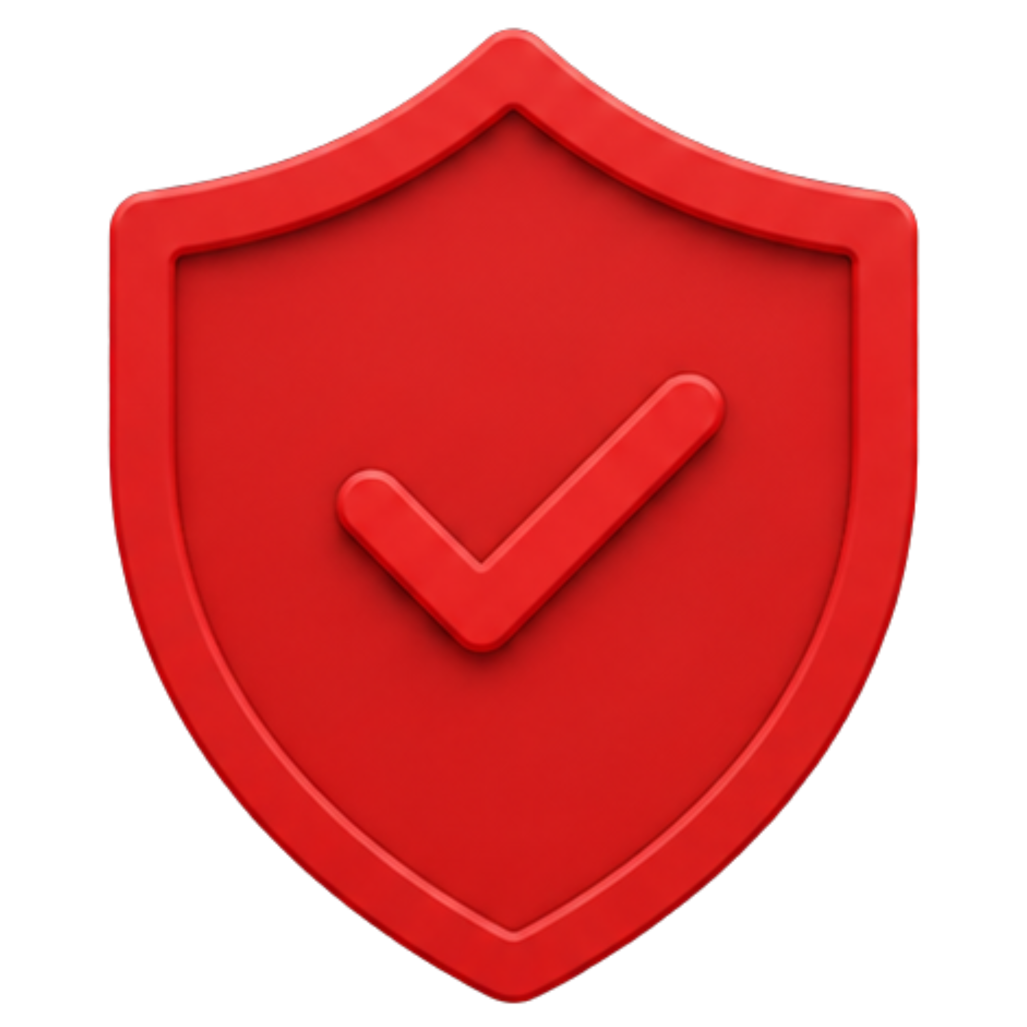 Escudo vermelho com check — proteção verificada